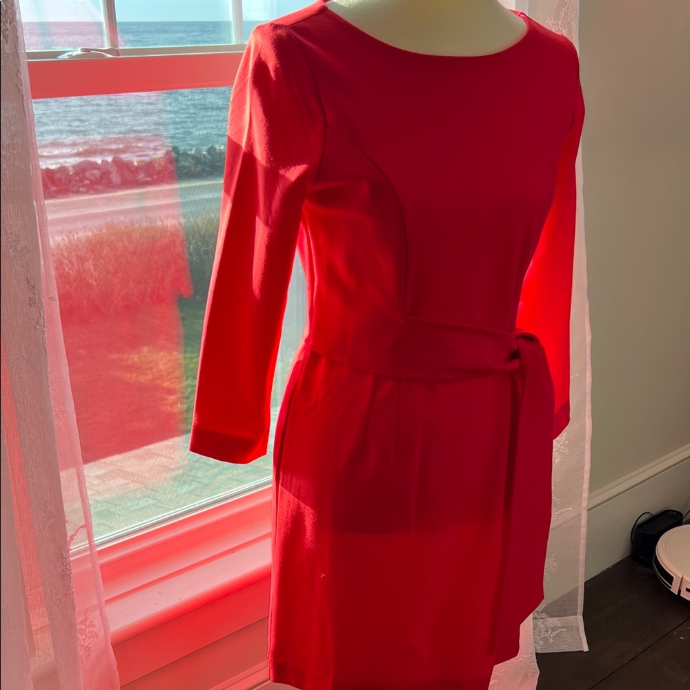 NWT Lilly Pulitzer Vibrant Red Long Sleeve Dress - Picture 6 of 10